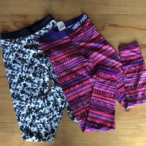 2 pairs of Nike Pro Dri-Fit leggings